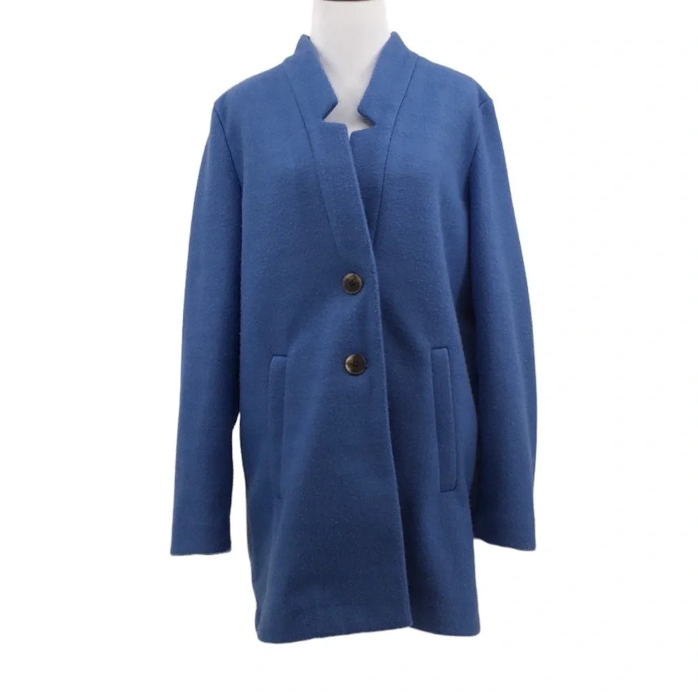 Old Navy Blue Blazer Coat Womens Medium Tunic Jacket Cozy Soft‎ Longline